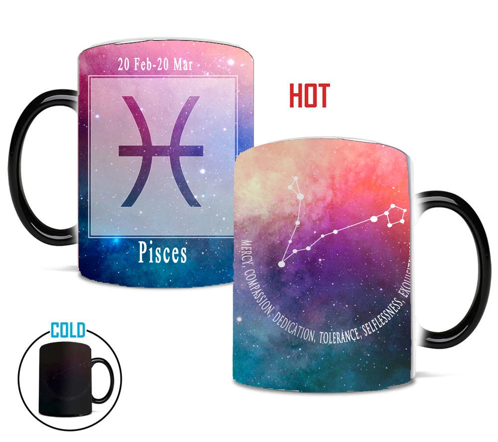 magic sky Libra Creative Constellation Changing Heat Sensitive Ceramic Mug Star Sign Magic Mug Cup Tea Coffee Water Cup