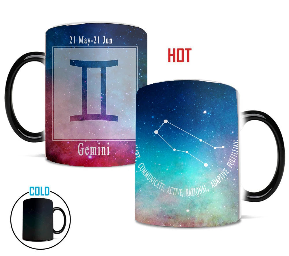 magic sky Libra Creative Constellation Changing Heat Sensitive Ceramic Mug Star Sign Magic Mug Cup Tea Coffee Water Cup