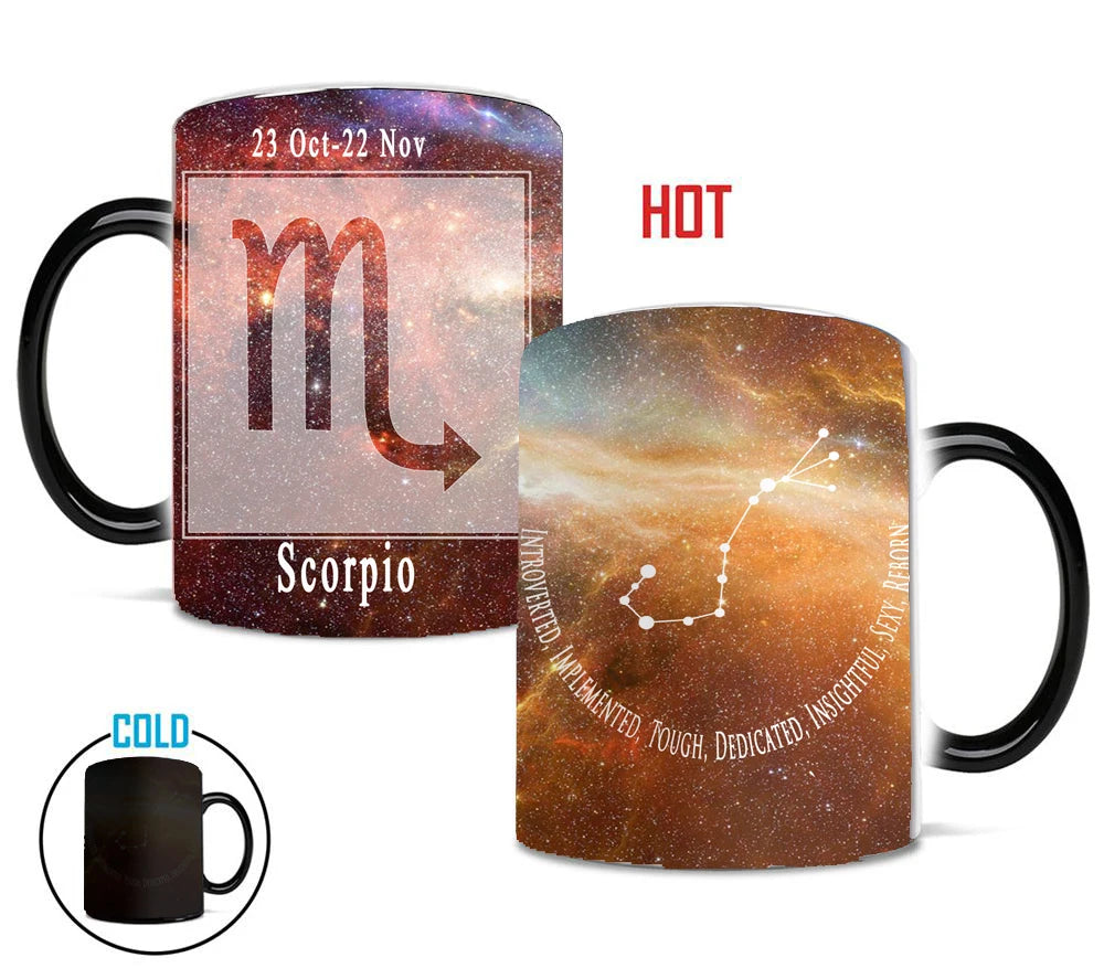 magic sky Libra Creative Constellation Changing Heat Sensitive Ceramic Mug Star Sign Magic Mug Cup Tea Coffee Water Cup