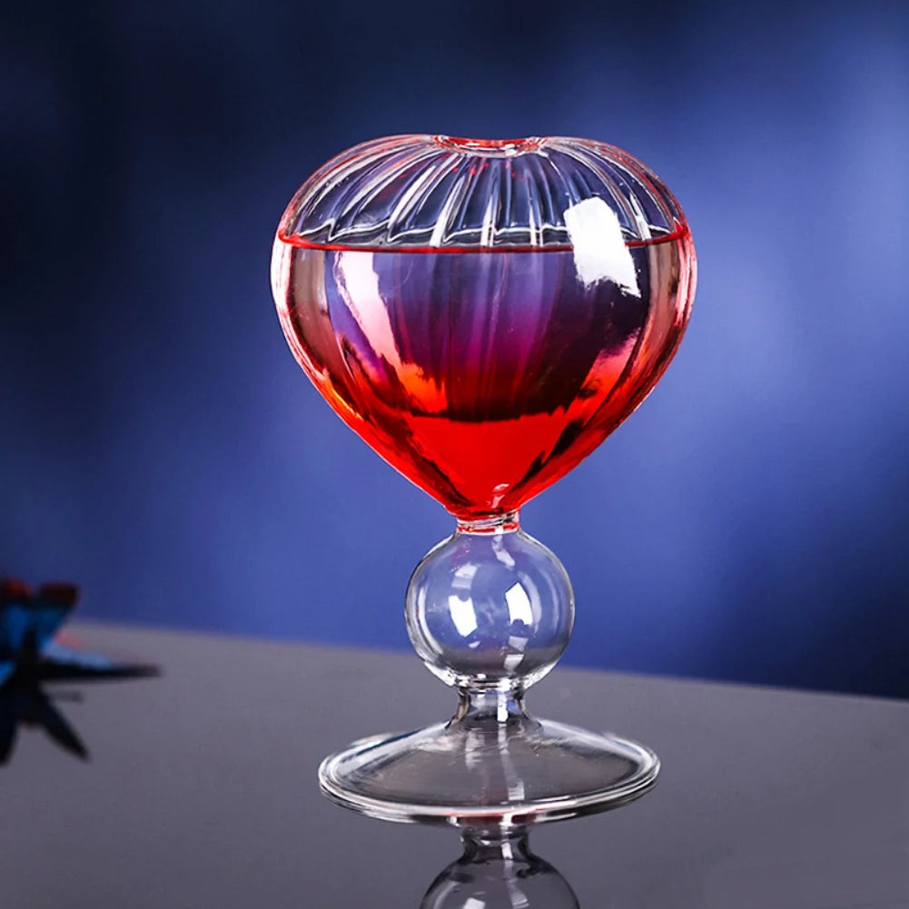 1Pcs Creative South Korea Ins-style Water Glass Cocktail Lovely Heart-shaped Cup Glass Wine Juice Club Drinkware Decoration